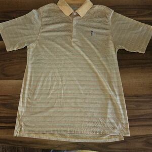 Donald Ross Polo Shirt Men Medium Secession Golf Yellow With Stripes.